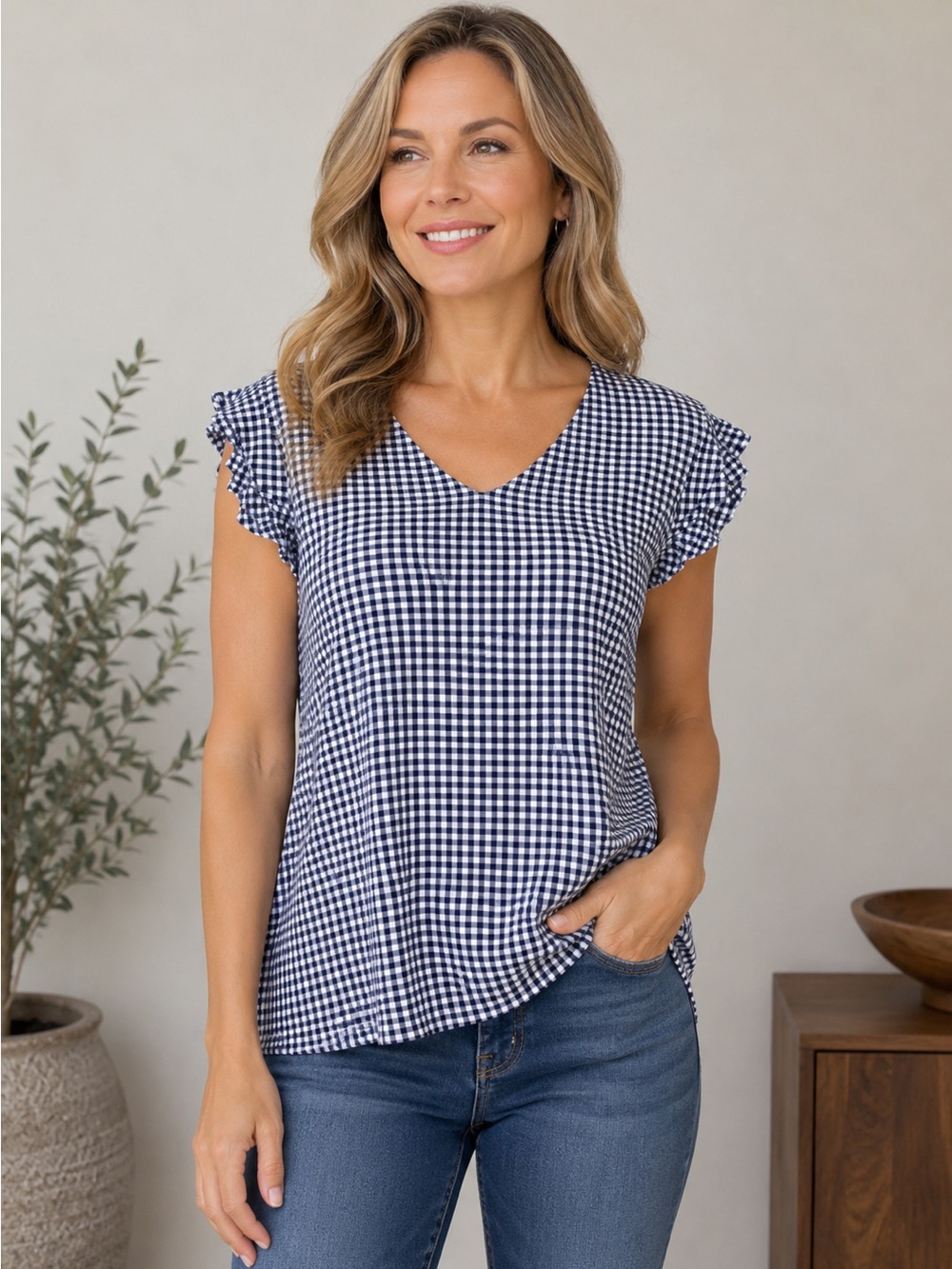 Adrienne Papell Flutter Sleeve Top - Size M